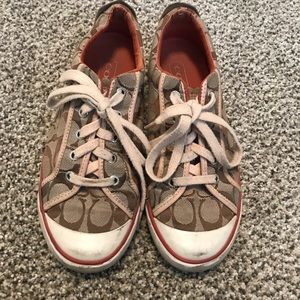 Coach brown canvas sneakers